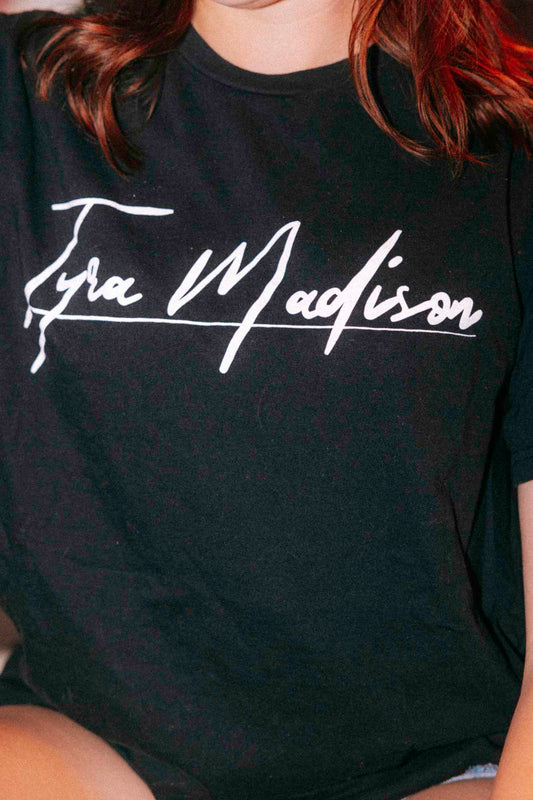 Tyra-madison-black logo tee - Tyramadisonmerch.com